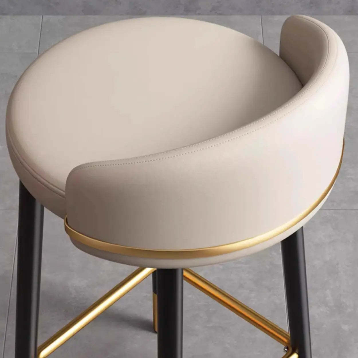 Glam Round Leather Bar Stool with Footrest
