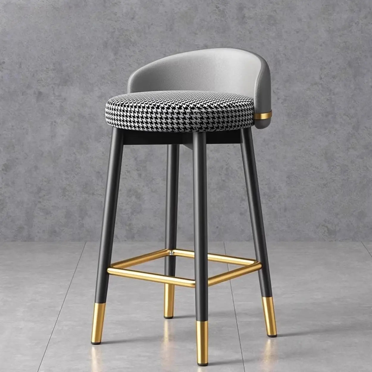 Glam Round Leather Bar Stool with Footrest