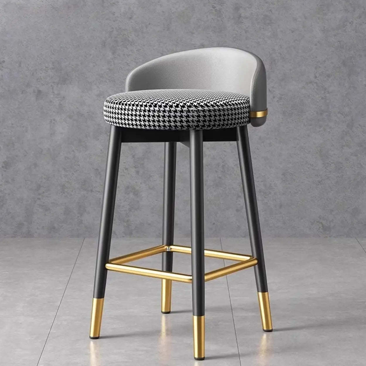 Glam Round Leather Bar Stool with Footrest