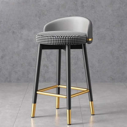 Glam Round Leather Bar Stool with Footrest