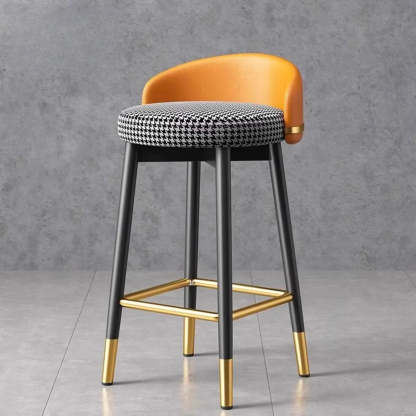 Glam Round Leather Bar Stool with Footrest
