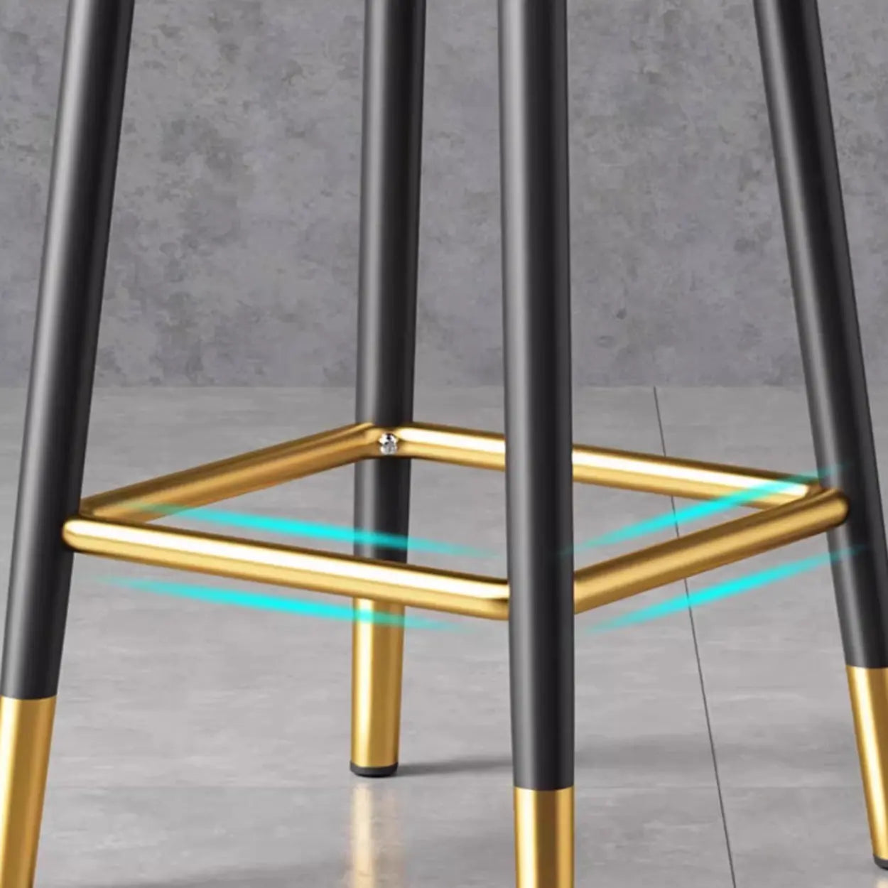 Glam Round Leather Bar Stool with Footrest