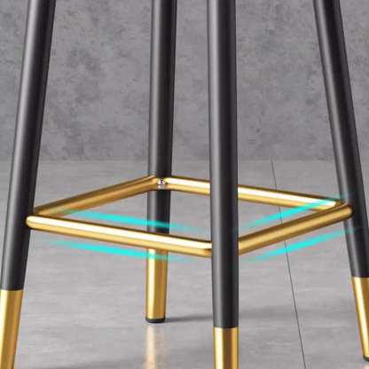 Glam Round Leather Bar Stool with Footrest