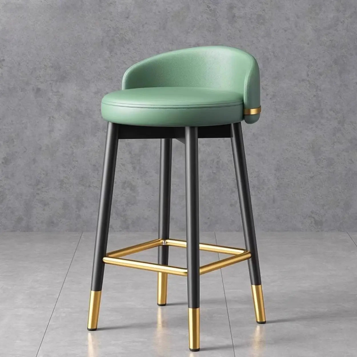 Glam Round Leather Bar Stool with Footrest