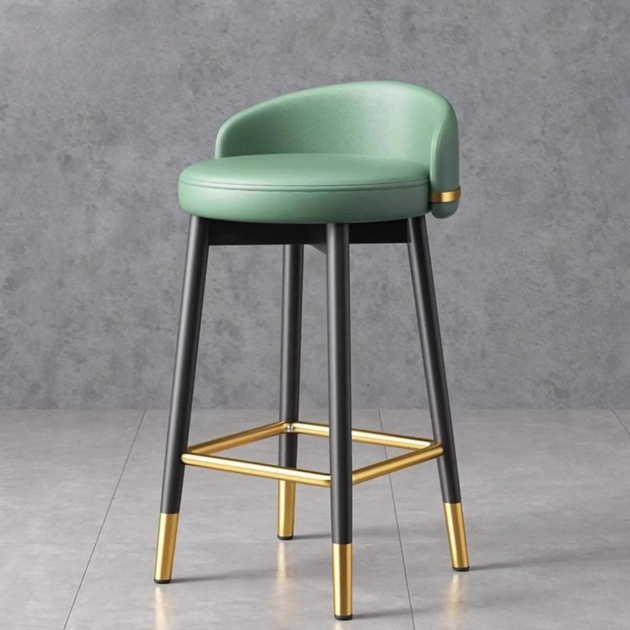 Glam Round Leather Bar Stool with Footrest