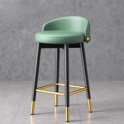 Glam Round Leather Bar Stool with Footrest