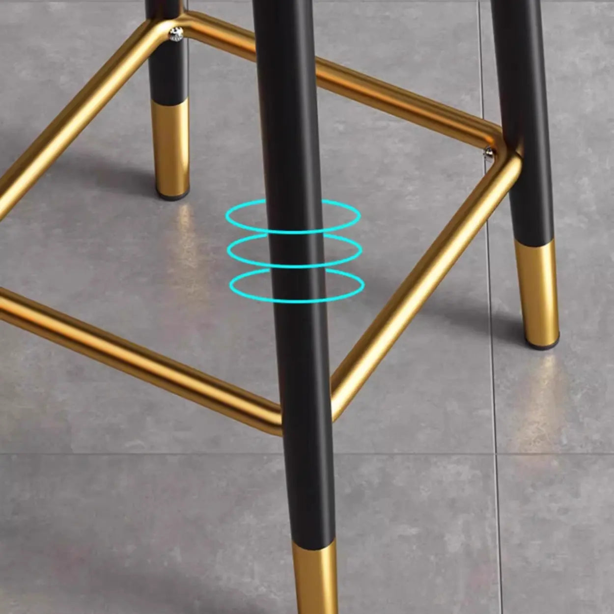Glam Round Leather Bar Stool with Footrest