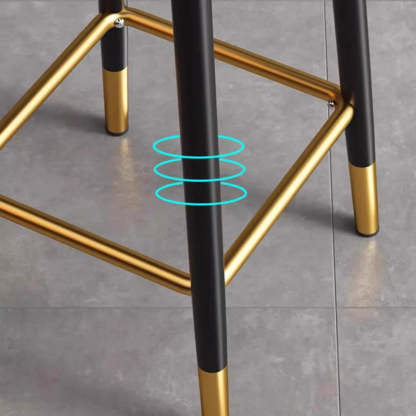 Glam Round Leather Bar Stool with Footrest