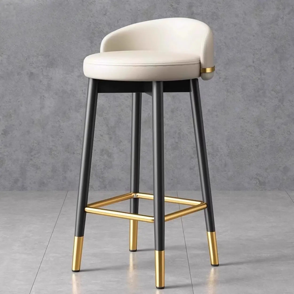 Glam Round Leather Bar Stool with Footrest