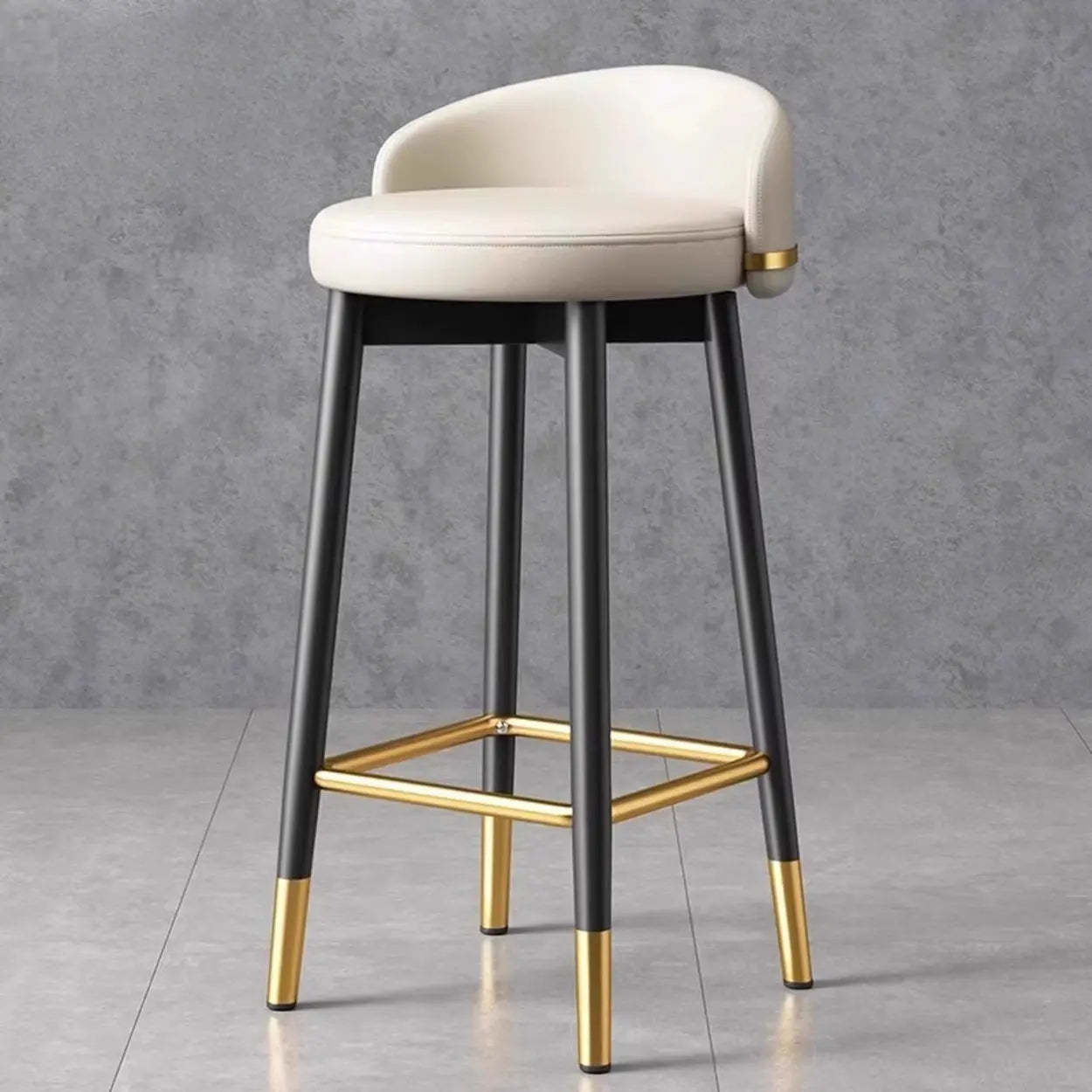 Glam Round Leather Bar Stool with Footrest