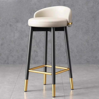 Glam Round Leather Bar Stool with Footrest