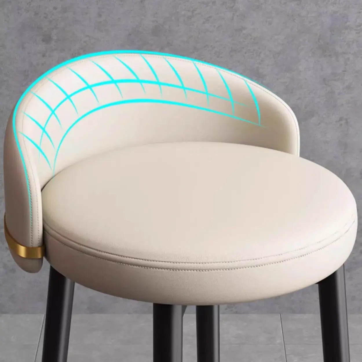 Glam Round Leather Bar Stool with Footrest — Green