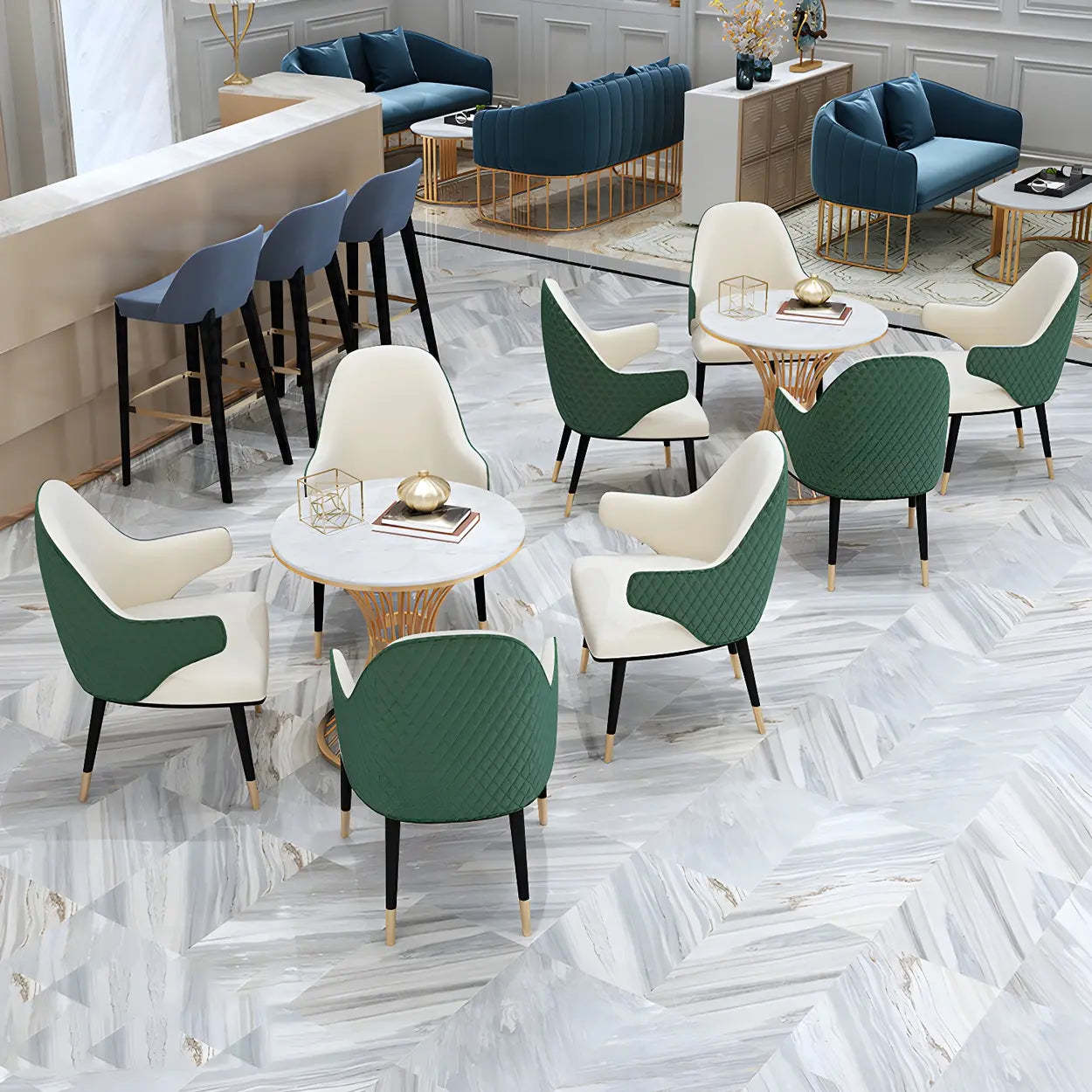 Glam Round Gold Faux Marble Dining Table — Table Only
