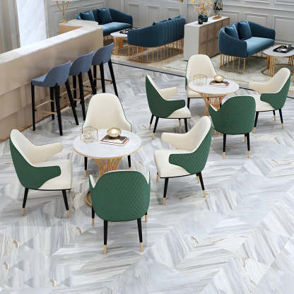 Glam Round Gold Faux Marble Dining Table — Table Only