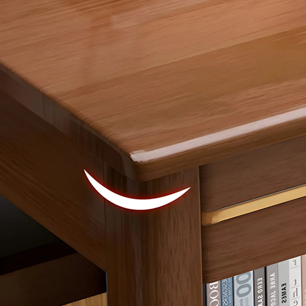 Glam Rubberwood Shelf Drawer H-Shape Writing Desk