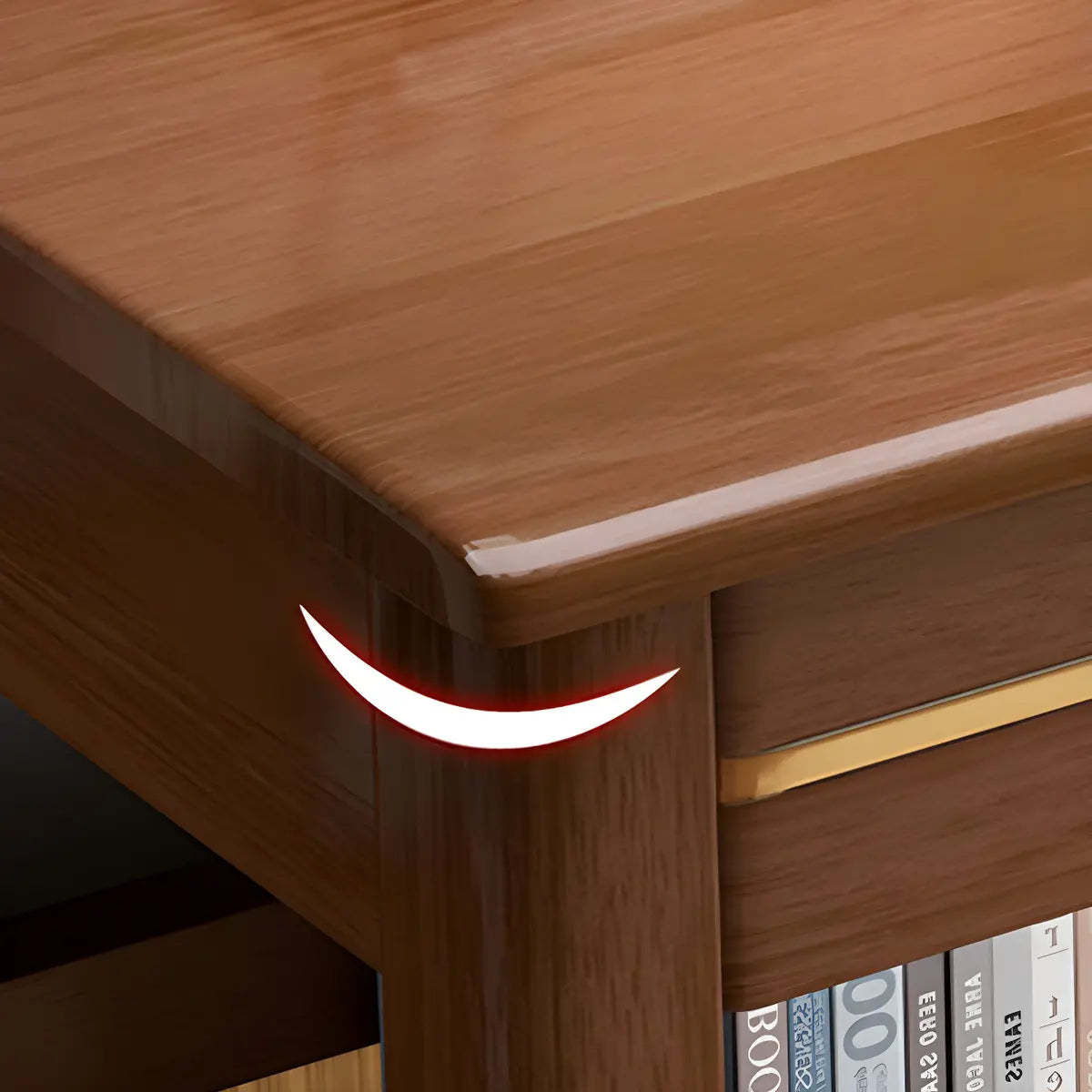 Glam Rubberwood Shelf Drawer H-Shape Writing Desk