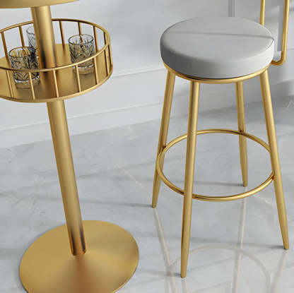 Glam Small Marble Metal Bar Table with Shelf