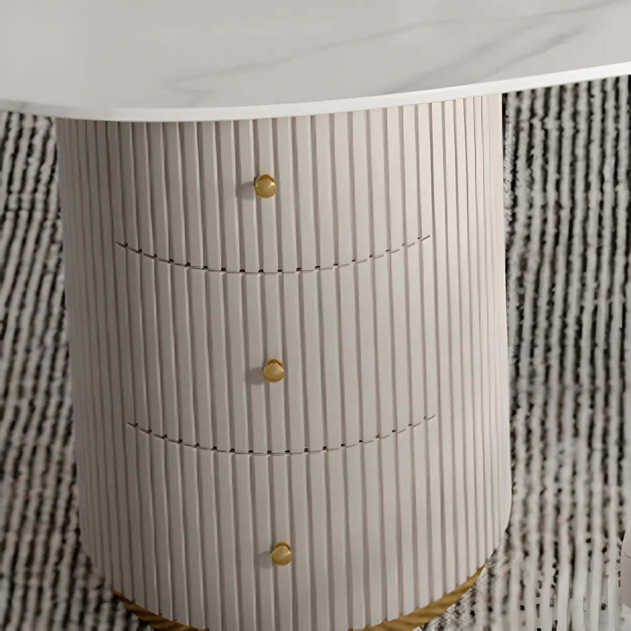 Glam Textured White Stone Free-Form Drawer Writing Desk — Textured White / Table Only