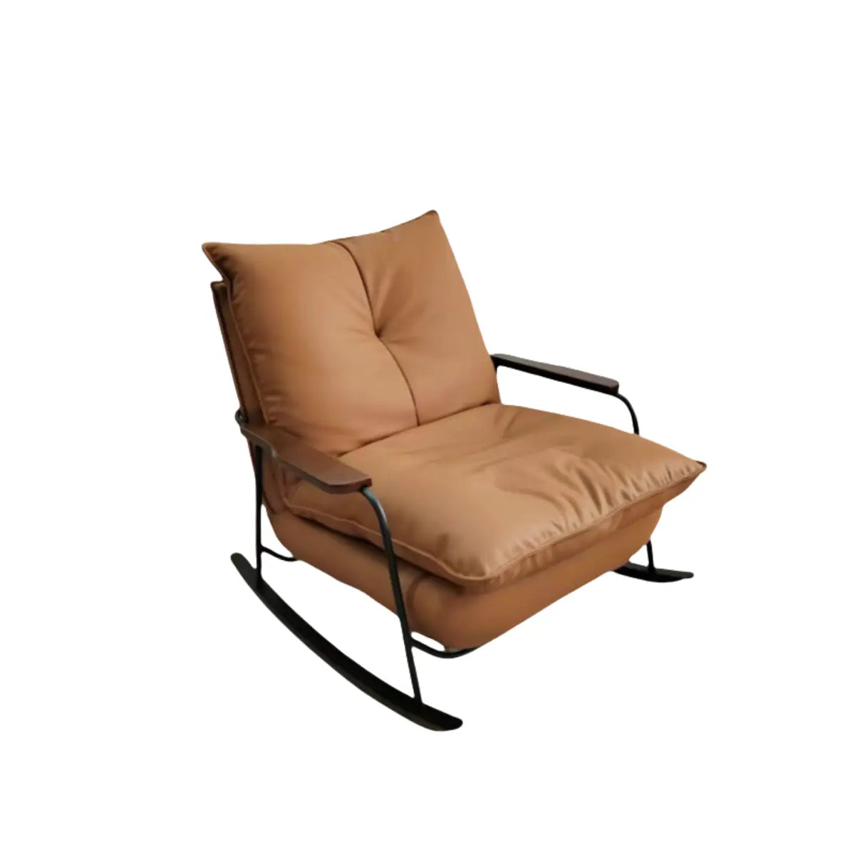 Glam Tufted Upholstered Wood Track Arm Rocking Chair — Red