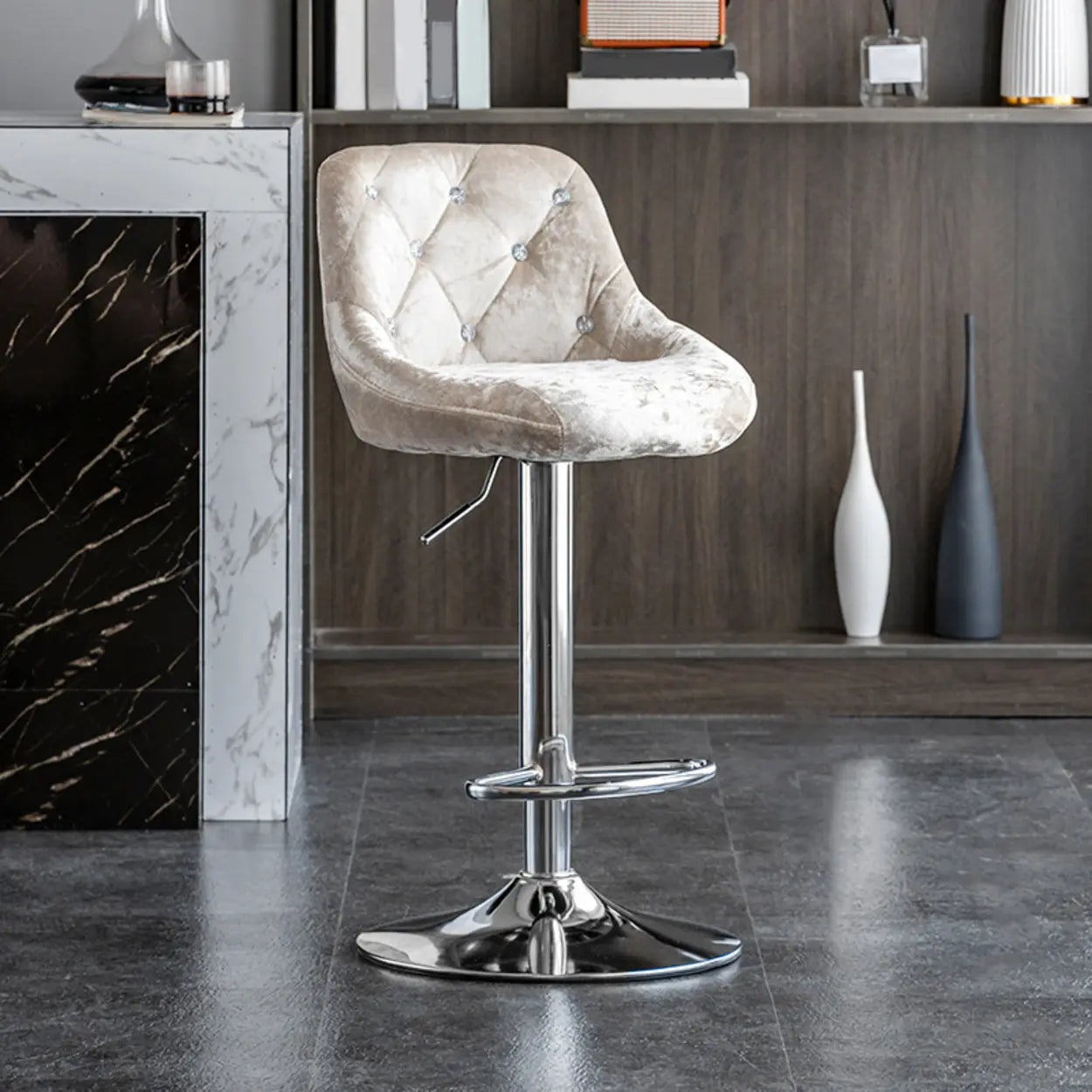 Glam Velvet Swivel Bucket Bar Stool