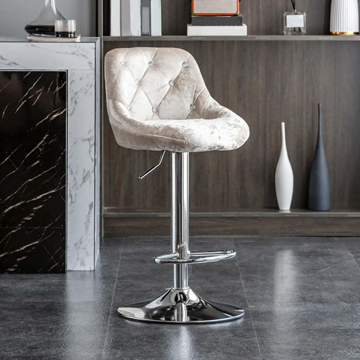 Glam Velvet Swivel Bucket Bar Stool
