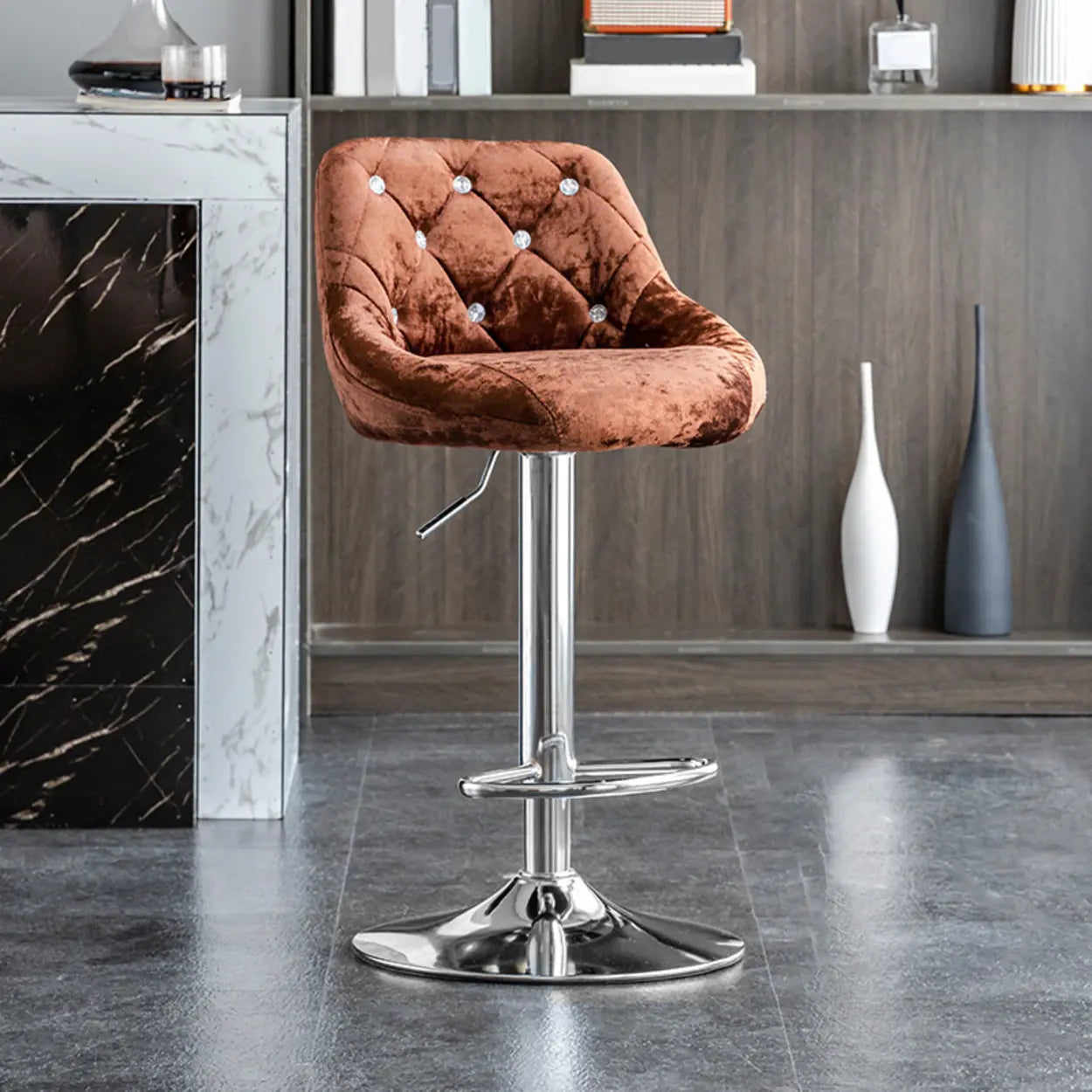 Glam Velvet Swivel Bucket Bar Stool