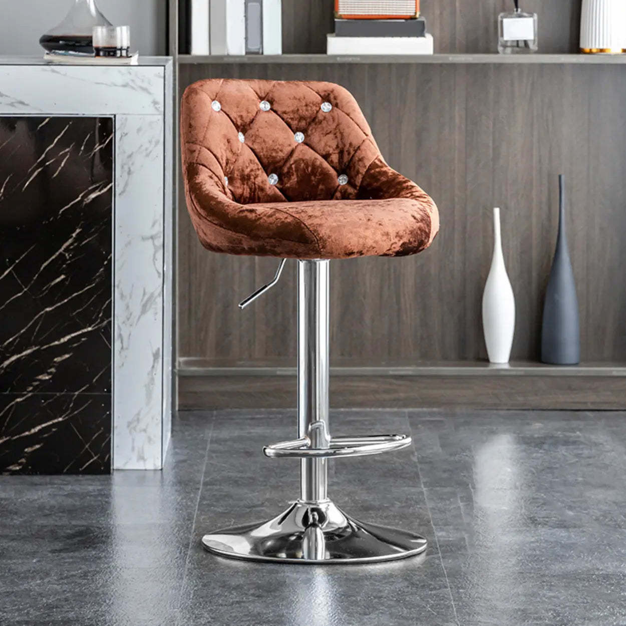 Glam Velvet Swivel Bucket Bar Stool
