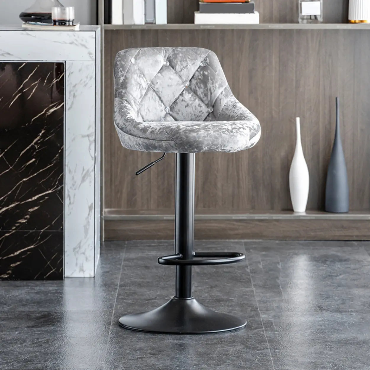 Glam Velvet Swivel Bucket Bar Stool