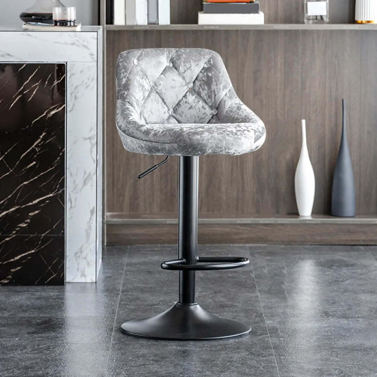 Lighom modern bucket velvet metal fabric bar & counter stools