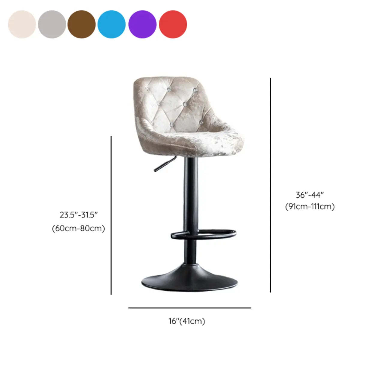 Glam Velvet Swivel Bucket Bar Stool