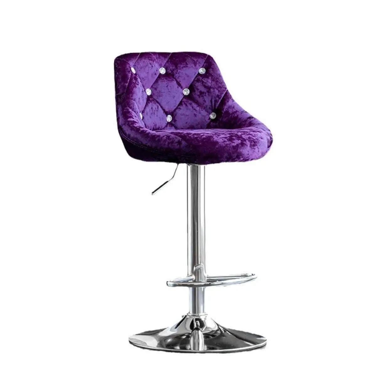 Glam Velvet Swivel Bucket Bar Stool — Silver / Red