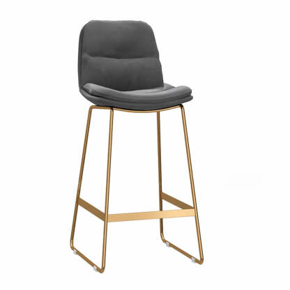 Glam Velvet Upholstered Low Back Bar Stool — Gold / Black