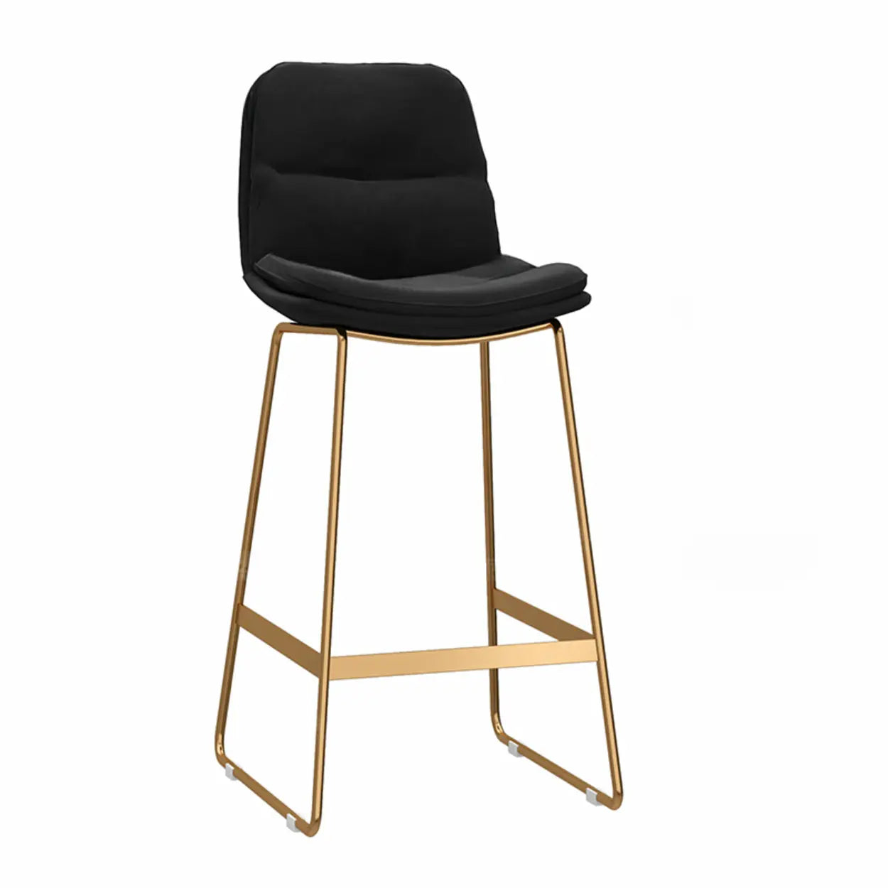 Glam Velvet Upholstered Low Back Bar Stool — Gold / Gray