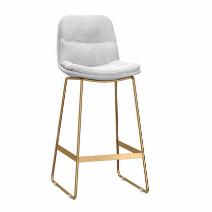 Glam Velvet Upholstered Low Back Bar Stool — Gold / White
