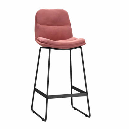 Glam Velvet Upholstered Low Back Bar Stool — Gold / Pink