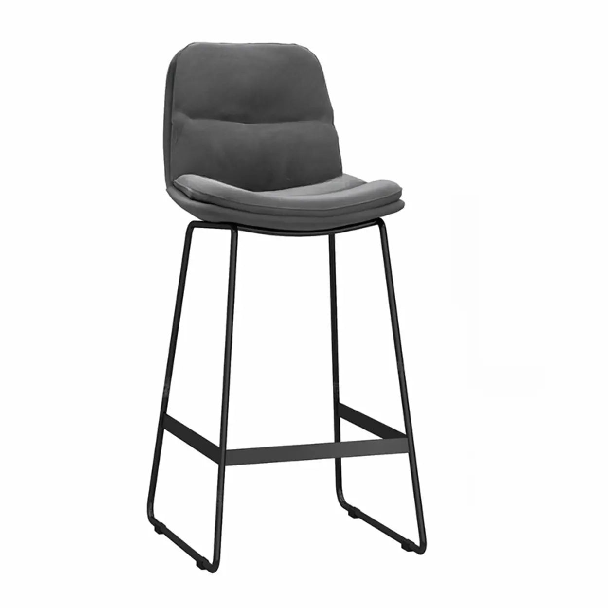 Glam Velvet Upholstered Low Back Bar Stool — Black / Gray
