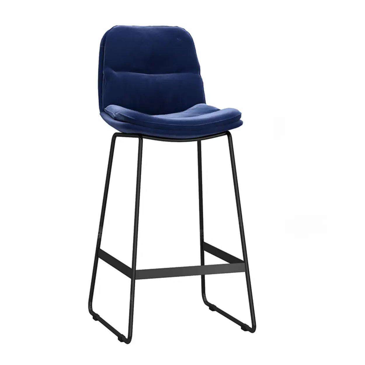 Glam Velvet Upholstered Low Back Bar Stool — Black / White