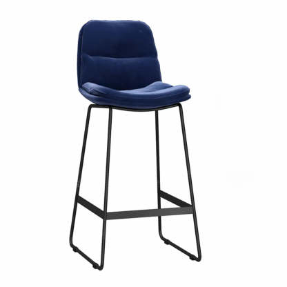 Glam Velvet Upholstered Low Back Bar Stool — Black / White