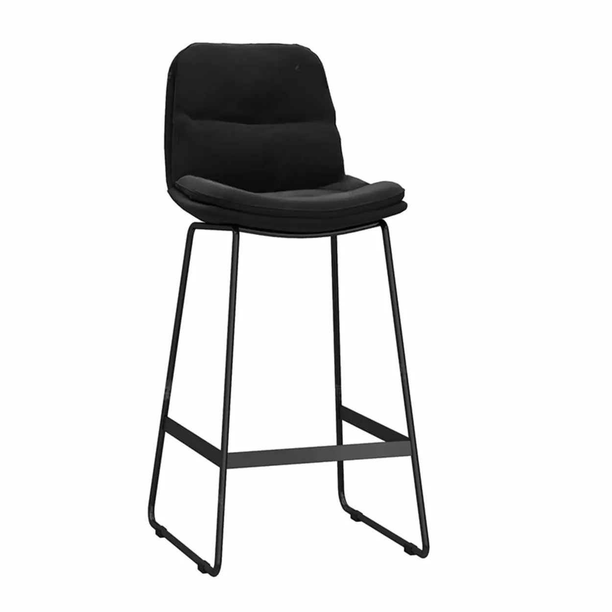 Glam Velvet Upholstered Low Back Bar Stool — Black / Pink