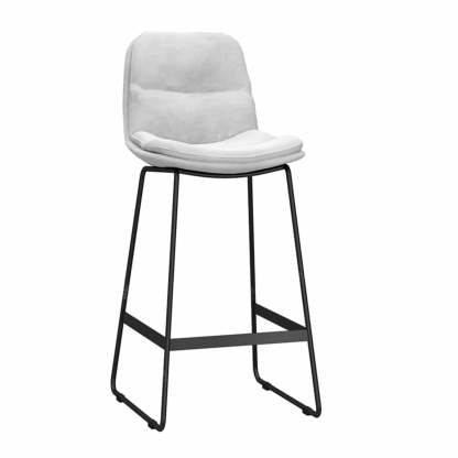Glam Velvet Upholstered Low Back Bar Stool — Black / Blue
