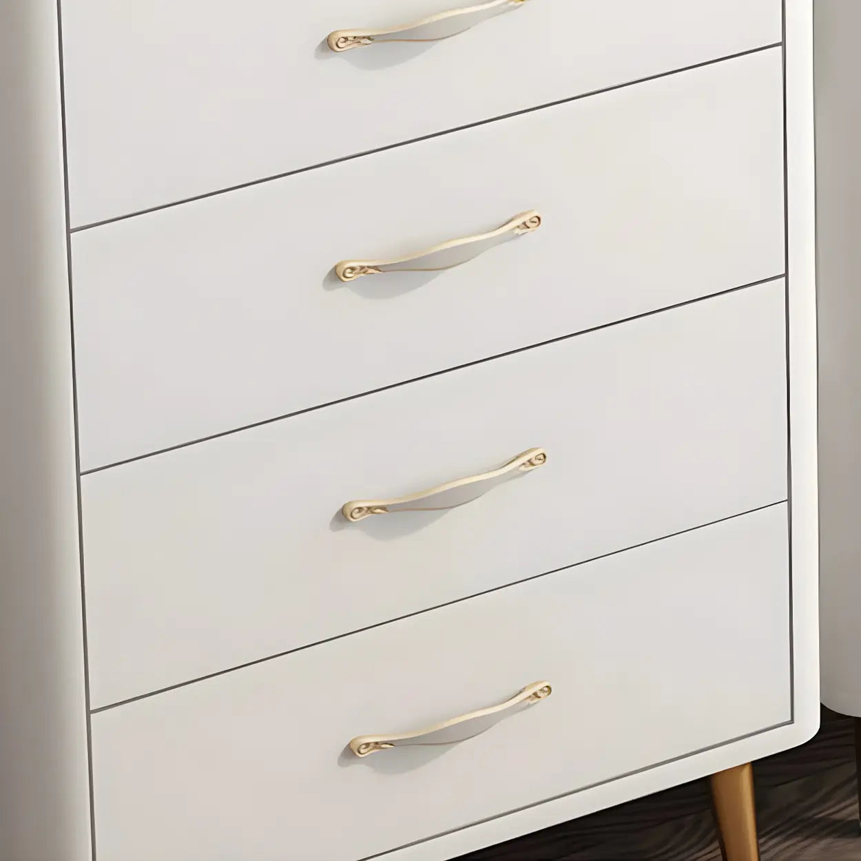 Glam Vertical White Stone Bachelor Chest with Drawers
