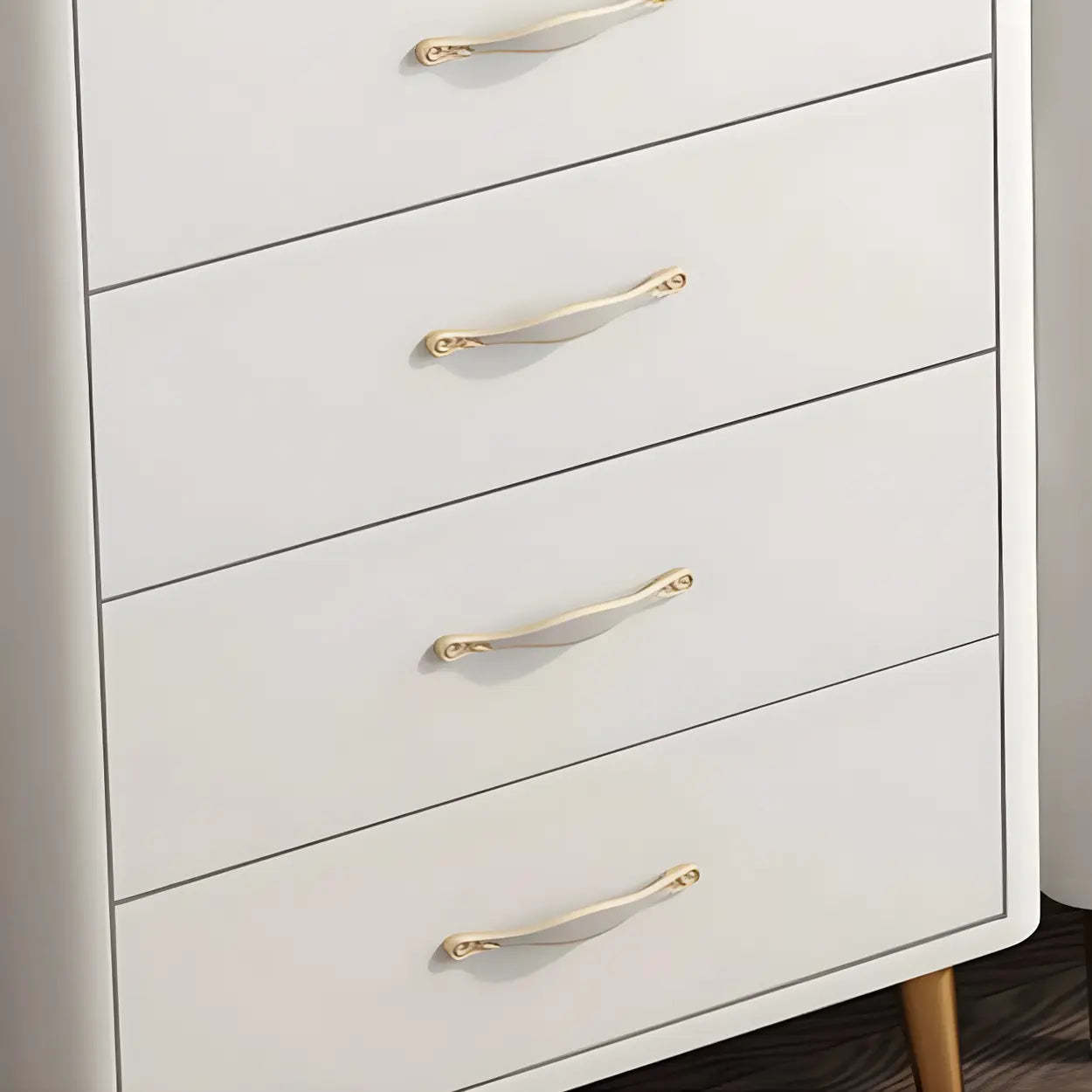 Glam Vertical White Stone Bachelor Chest with Drawers