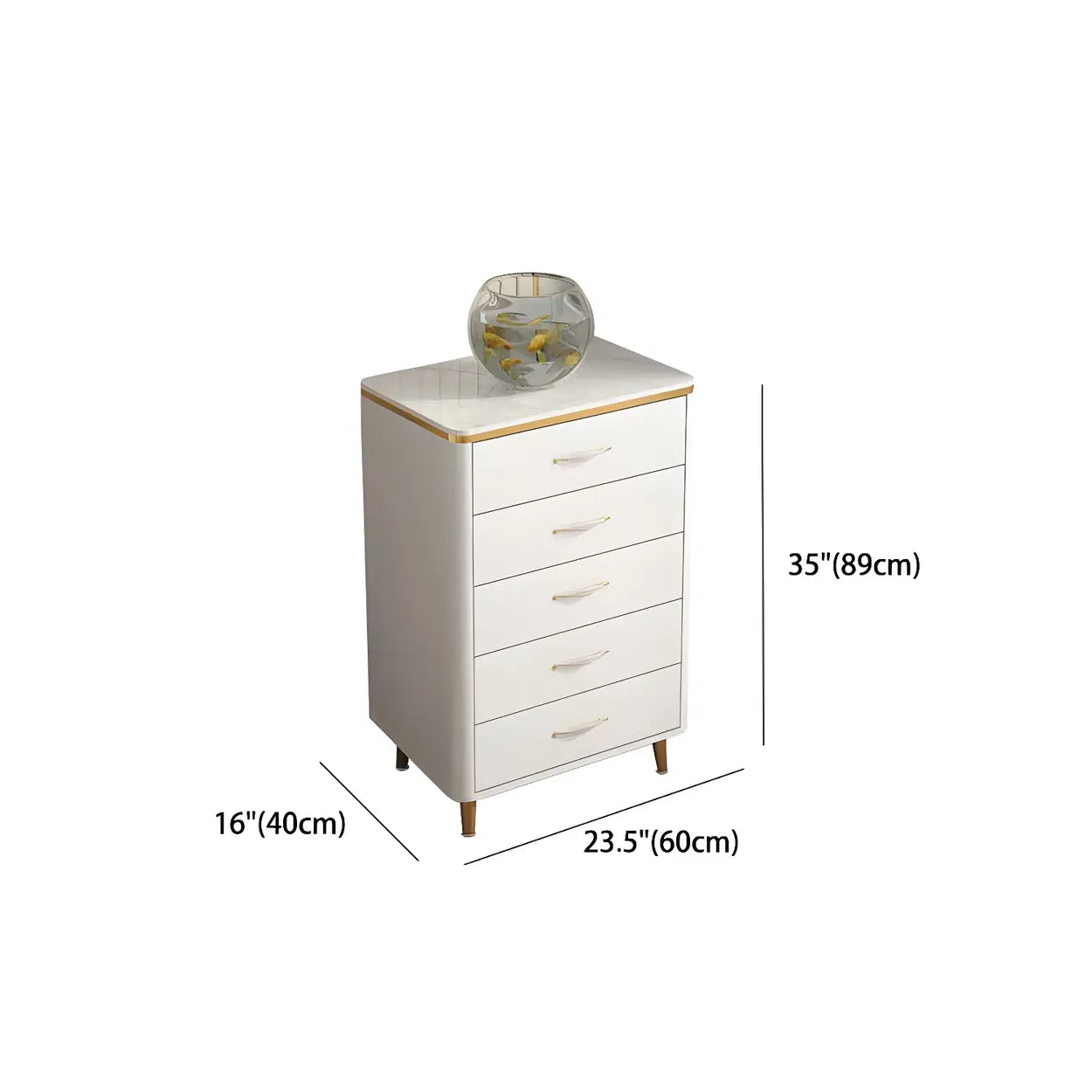 Glam Vertical White Stone Bachelor Chest with Drawers