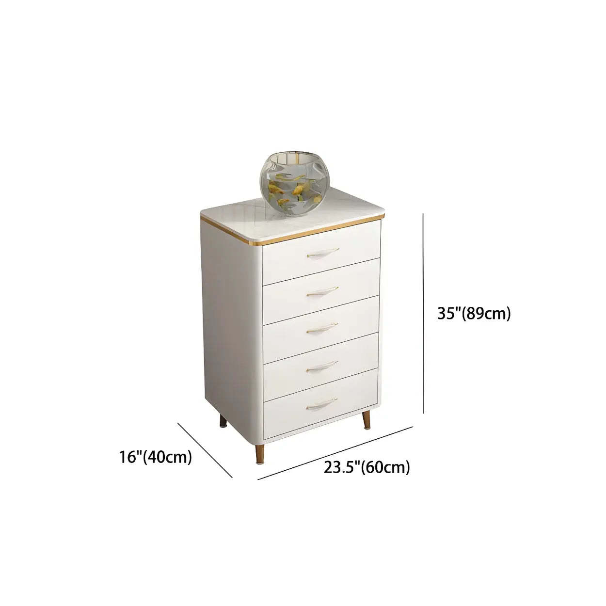 Glam Vertical White Stone Bachelor Chest with Drawers