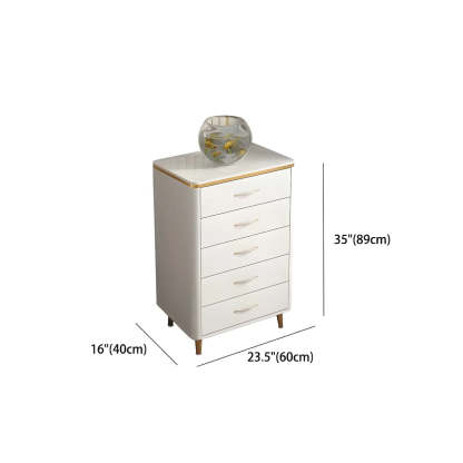 Glam Vertical White Stone Bachelor Chest with Drawers