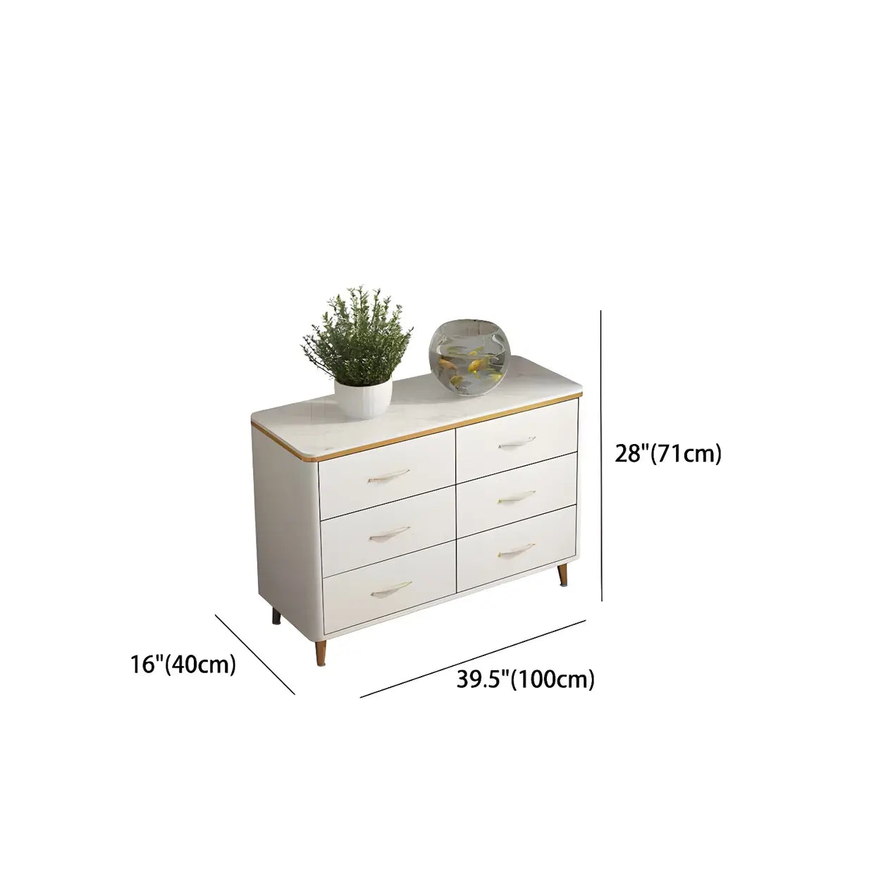 Glam Vertical White Stone Bachelor Chest with Drawers