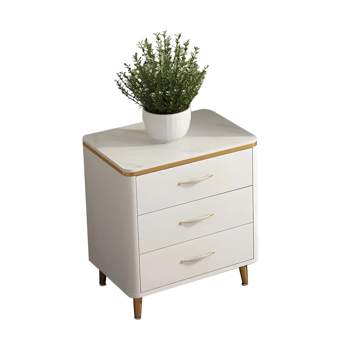 Glam Vertical White Stone Bachelor Chest with Drawers