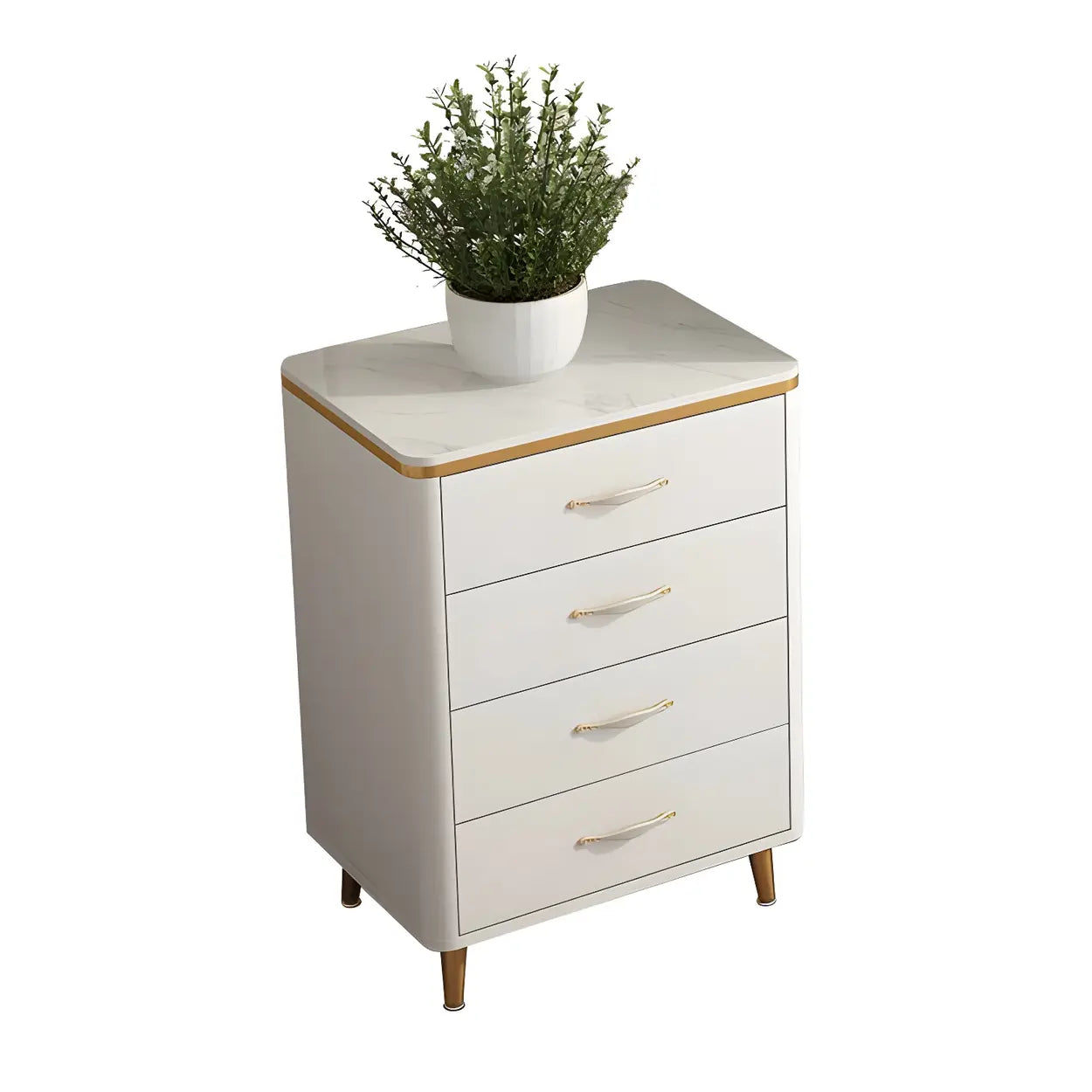 Glam Vertical White Stone Bachelor Chest with Drawers