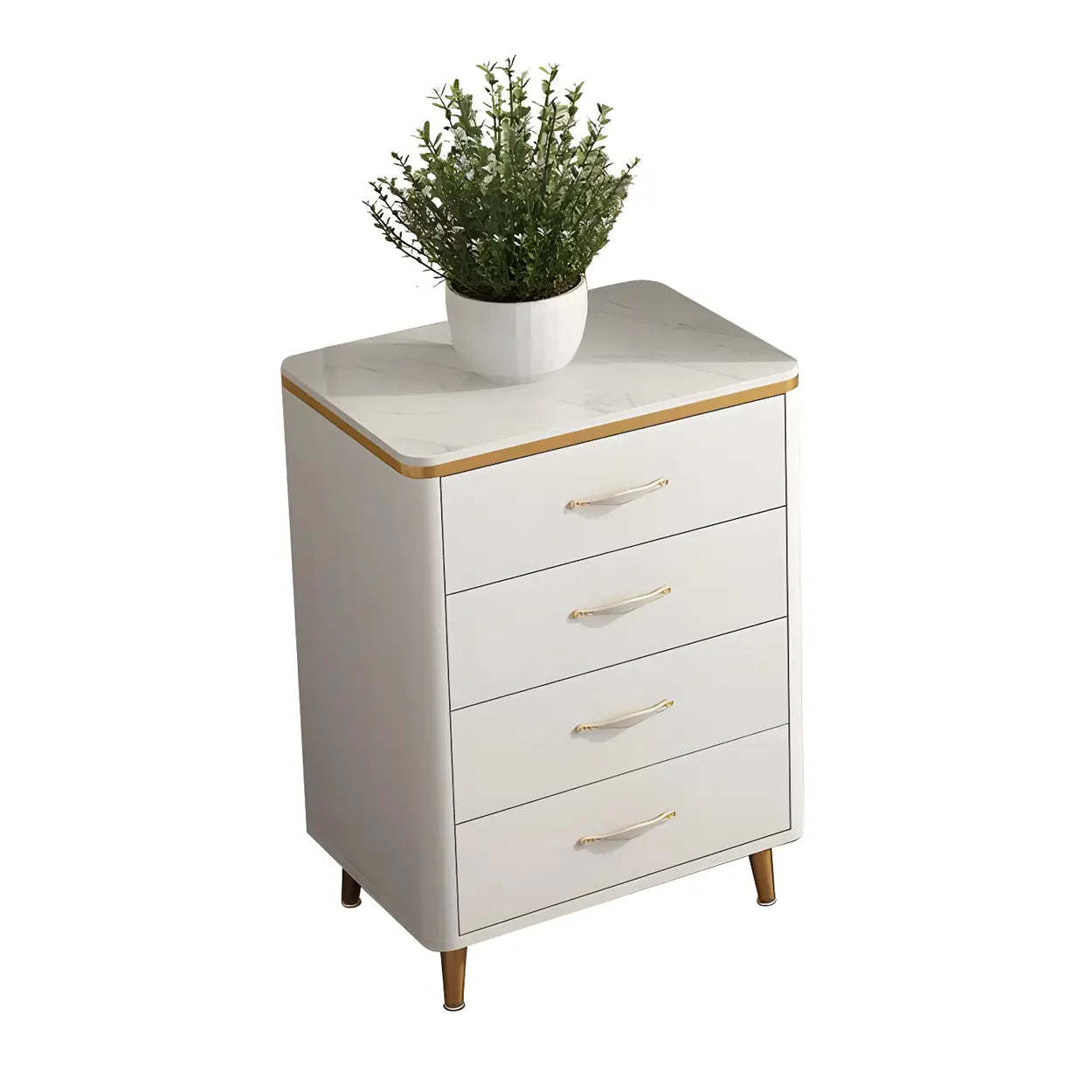 Glam Vertical White Stone Bachelor Chest with Drawers