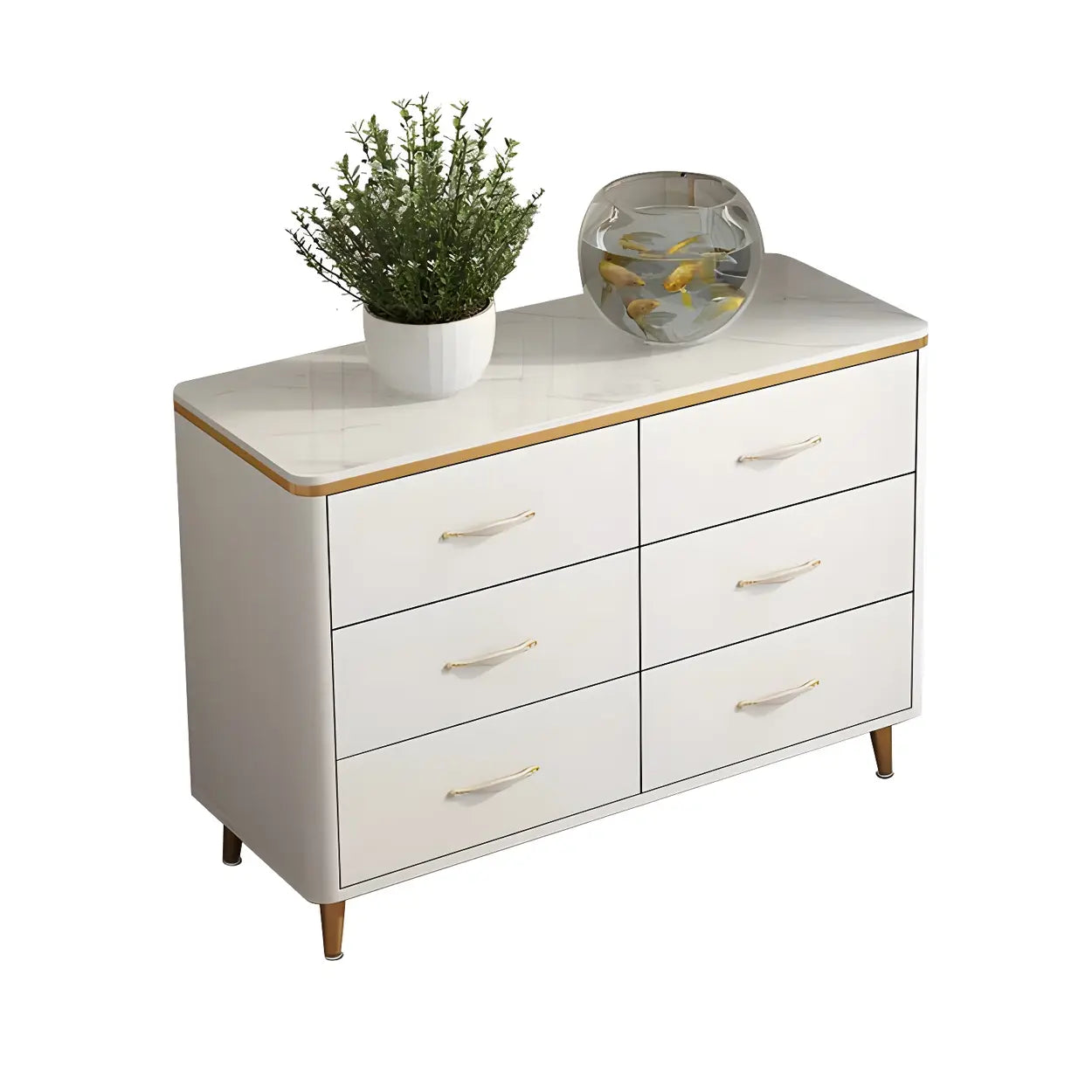 Glam Vertical White Stone Bachelor Chest with Drawers